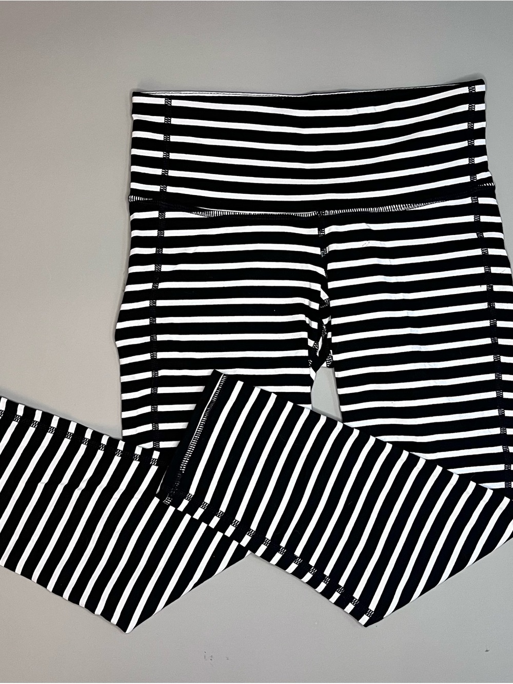 Athleta Black & White Striped High-Waist Leggings